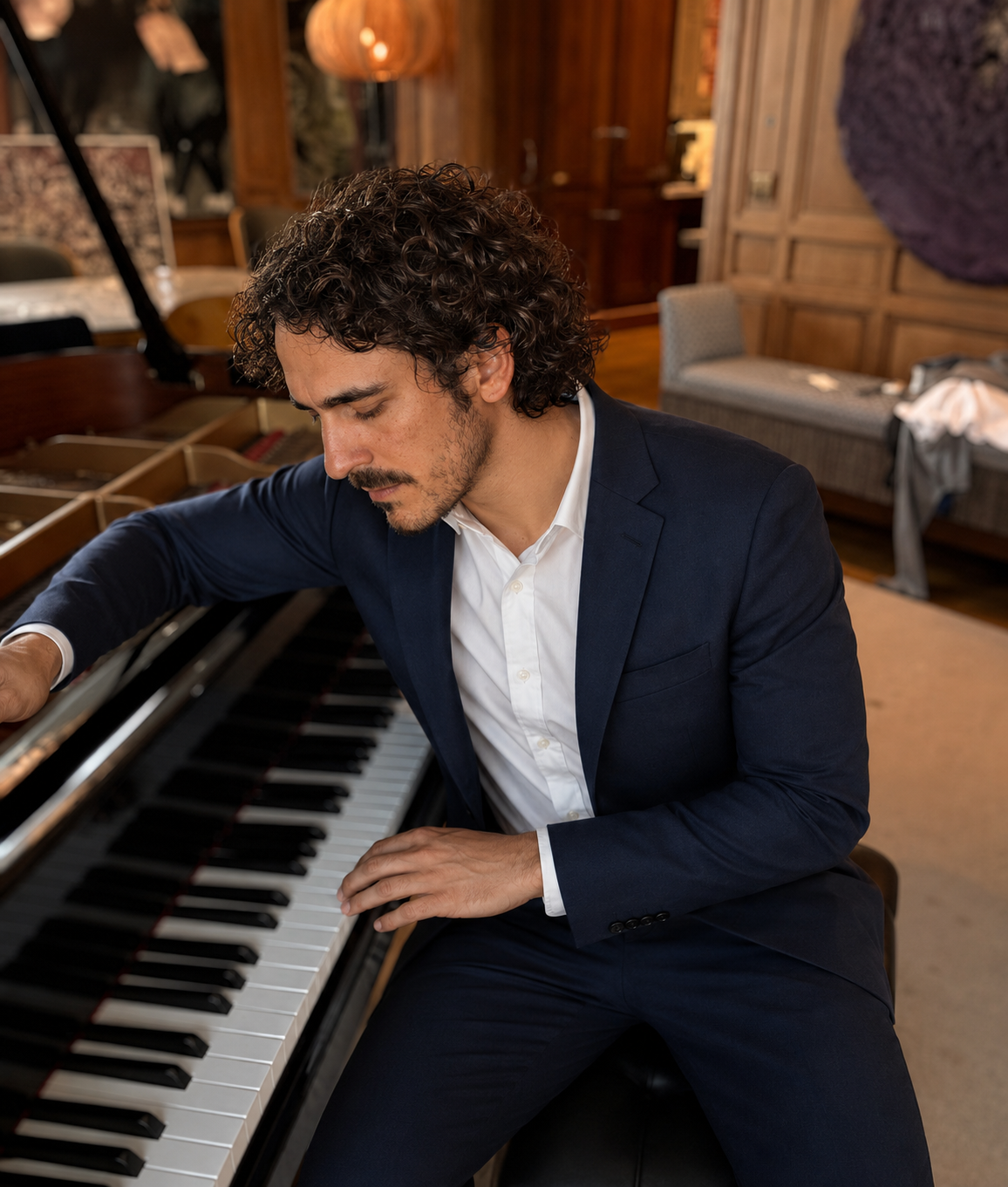 Balázs Lapis tuning a grand piano